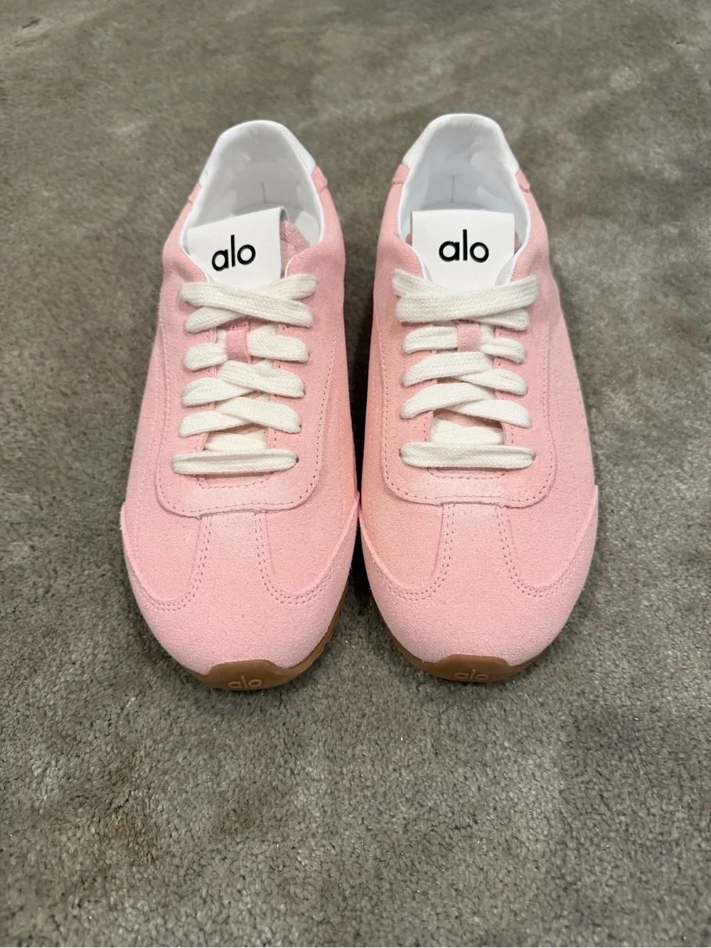 Brand New in Box: ALO Yoga Women's Pink Marshmallow Suede Low-Top Sneakers | 7.5